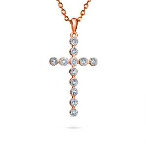 Złota zawieszka krzyż z diamentami PP2583P Rose Gold