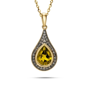 Złota zawieszka z brylantami i cytrynem RP19632CTCHY