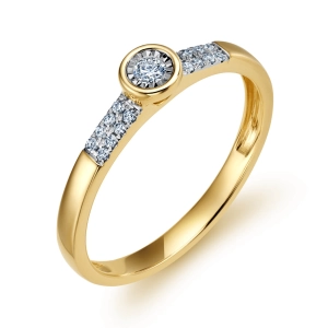 Złoty pierścionek zaręczynowy z brylantami RR793Y