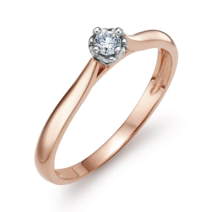 Pierścionek zaręczynowy z diamentem - Love 0,15 ct rose gold