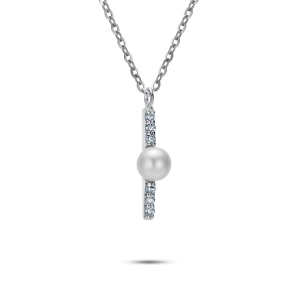 Złoty naszyjnik z brylantami i perłą JMSN0139 W Classic diamonds