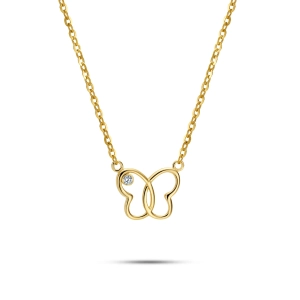 Złoty naszyjnik motyl z brylantem JN0146 Y Classic Diamonds