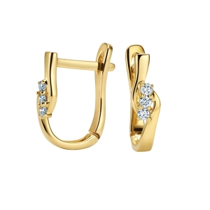 Złote kolczyki angielskie z brylantami JE0165 Y Classic Diamonds