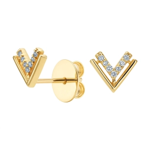 Złote kolczyki V z brylantami JE01128 Y Classic diamonds