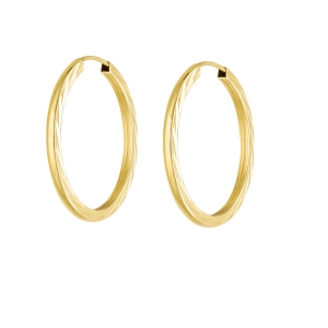 Złote kolczyki koła szarniry fasetowane po bokach 4 cm