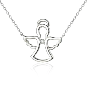 Złoty naszyjnik z brylantami aniołek N06628