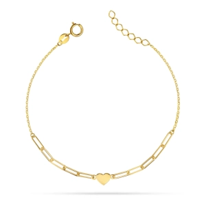 Złota bransoletka celebrytka ogniwa z sercem Young 0106202319B