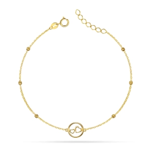 Złota bransoletka dwa serca okrąg Young 0106202325B