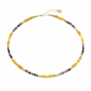 Naszyjnik srebrny z bursztynem N708BZ