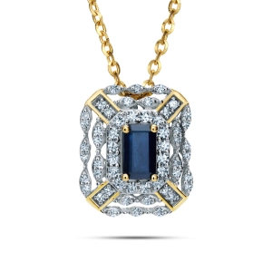 Złota zawieszka z diamentami i szafirami  CP2665SAPY