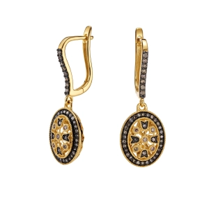 Złote kolczyki z szampańskimi brylantami  ME3810Y