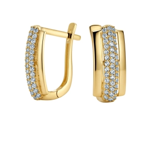 Eleganckie złote kolczyki z cyrkoniami złoto 585 - Golden Spark