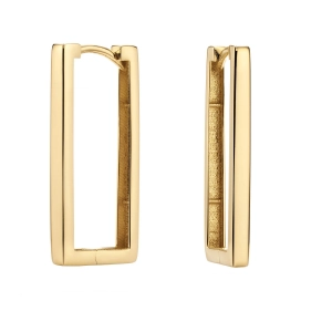 Złote prostokątne kolczyki złoto 585 City Frame K_11