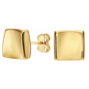 Złote kolczyki gładkie kwadraty o delikatnie falowanej formie Basic