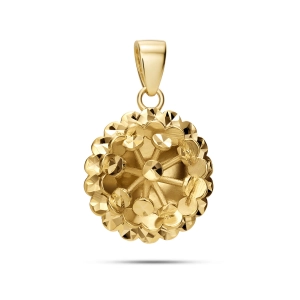 Złota zawieszka 585 ażurowy kwiat z fasetowaną ramką Basic