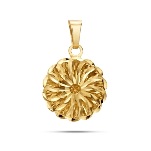 Złota zawieszka 585 ażurowy kwiat z diamentowanym wykończeniem Basic