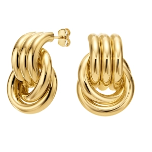 Złote kolczyki 585 splecione rury gładkie Chain - ekskluzywna biżuteria premium