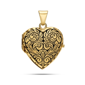 Złote puzderko serce z ażurowym ornamentem ze złota 585 Heritage