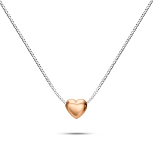 Naszyjnik z serduszkiem Różowo-białe złoto 585 Basic