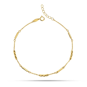 Złota bransoletka 585 kwadratowe pałeczki i diamentowane tulejki ankier City 230620251B