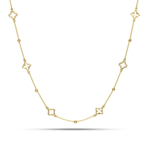 Złoty naszyjnik 585 motyw koniczyny i diamentowane kulki ankier City 230620252N