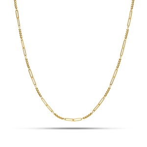 Złoty naszyjnik 585 gładkie kulki i geometryczne ogniwa Signature 030420251N