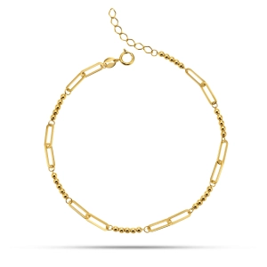 Złota bransoletka 585 gładkie kulki i geometryczne ogniwa Signature 030420251B
