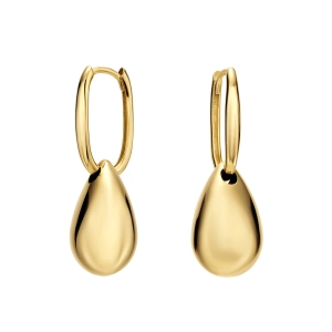 Złote kolczyki wiszące - złote krople gładkie 585 Goccia