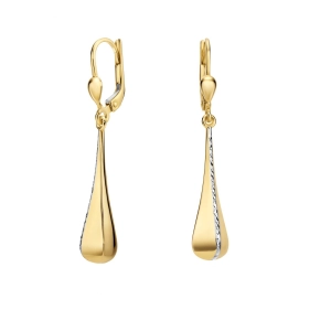 Złote kolczyki wiszące krople z diamentowanym akcentem 585 - subtelny blask Basic 1905202334S3