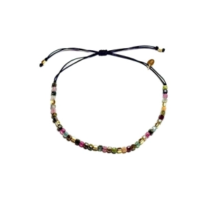 Bransoletka na sznurku z kamieniami naturalnymi- turmalin