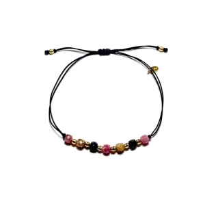 Bransoletka na sznurku z kamieniami naturalnymi- turmalin mix