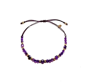 Bransoletka na sznurku z kamieniami naturalnymi- ametyst