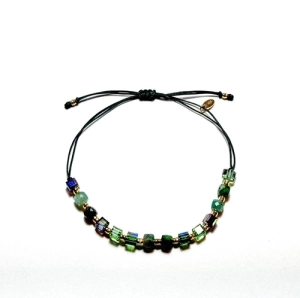 Bransoletka na sznurku- Crystals by Swarovski, zoisyt, szmaragd