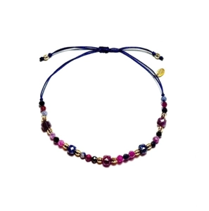 Bransoletka na sznurku z kamieniami naturalnymi- rubin z szafirem