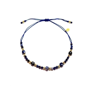Bransoletka na sznurku z kamieniami naturalnymi- szafir