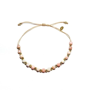 Bransoletka na sznurku z kamieniami naturalnymi- pink opal