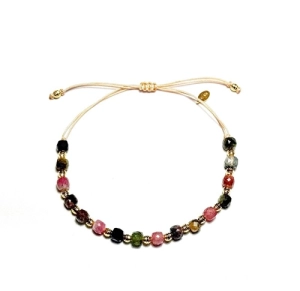 Bransoletka na sznurku z kamieniami naturalnymi- turlmalin mix