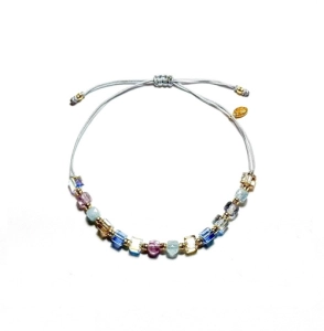 Bransoletka na sznurku z kamieniami naturalnymi - Crystals by Swarovski, akwamaryn, fluoryt