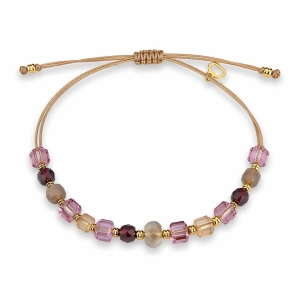 Bransoletka na sznurku z kamieniami naturalnymi - Crystals by Swarovski, granat, agat botswana