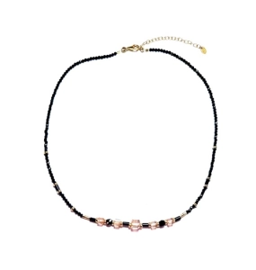 Naszyjnik z kamieniami naturalnymi - Crystals by Swarovski, agat czarny, spinel