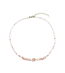 Naszyjnik z kamieniami naturalnymi - Crystals by Swarovski, kwarc różowy, agat botswana