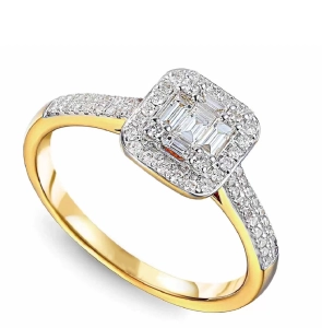 Złoty pierścionek zaręczynowy bagietka z brylantami 0,48 ct Glamour R80432Y