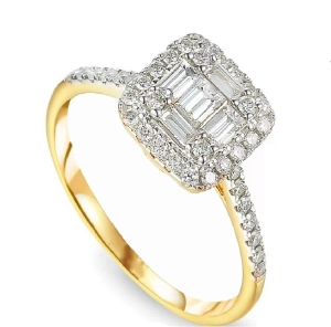 Złoty pierścionek zaręczynowy bagietka z brylantami 0,57 ct Glamour R58325Y