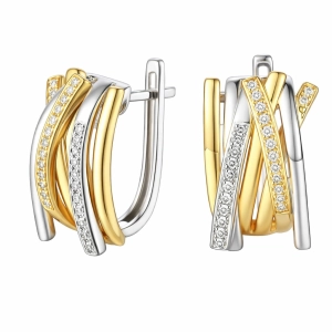 Złote kolczyki z brylantami 0,24 ct Mediolan E68391 YW Glamour