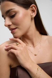 Złoty naszyjnik łezka S z nacinanymi pałeczkami po całości 585