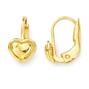 Złote kolczyki angielskie dziecięce gładkie serca 290320254