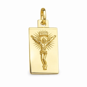 Złota zawieszka blaszka z Jezusem