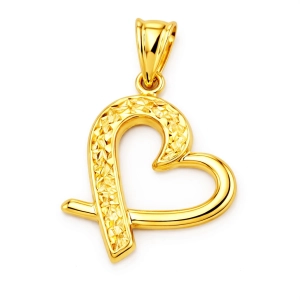 Elegancka złota zawieszka w kształcie serca 100420245