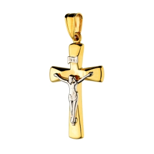 Klasyczny męski krzyż złoto 585 biało-żółty 2305202390