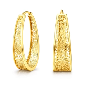 Złote kolczyki ażurowane- owal